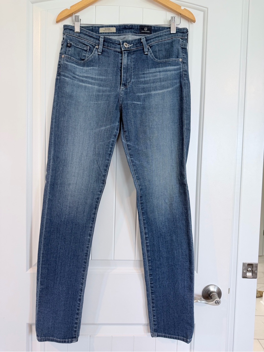 AG The Prima Jeans 29R Mid Rise Cigarette Slim Stretch Blue Denim